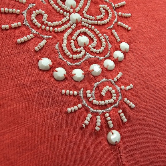 Lilly Pulitzer Tunic Womens Small Pink Beaded Pullover‎ Roll Tab Resort READ - Picture 4 of 14